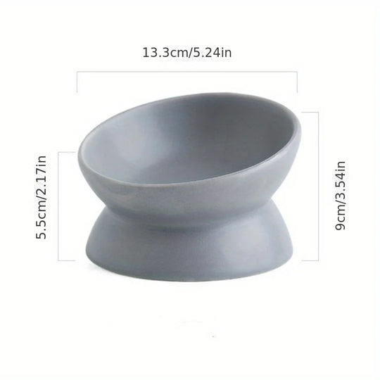 Ceramic Raised Cat Bowl Set - Stress-Free Elevated Pet Feeding Tray