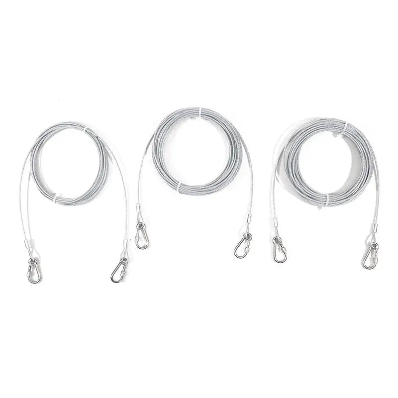 Double-headed Dog Tie Out Cable Leash ,raction rope with metal buckle steel wire