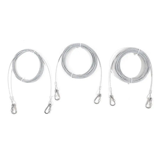 Double-headed Dog Tie Out Cable Leash ,raction rope with metal buckle steel wire