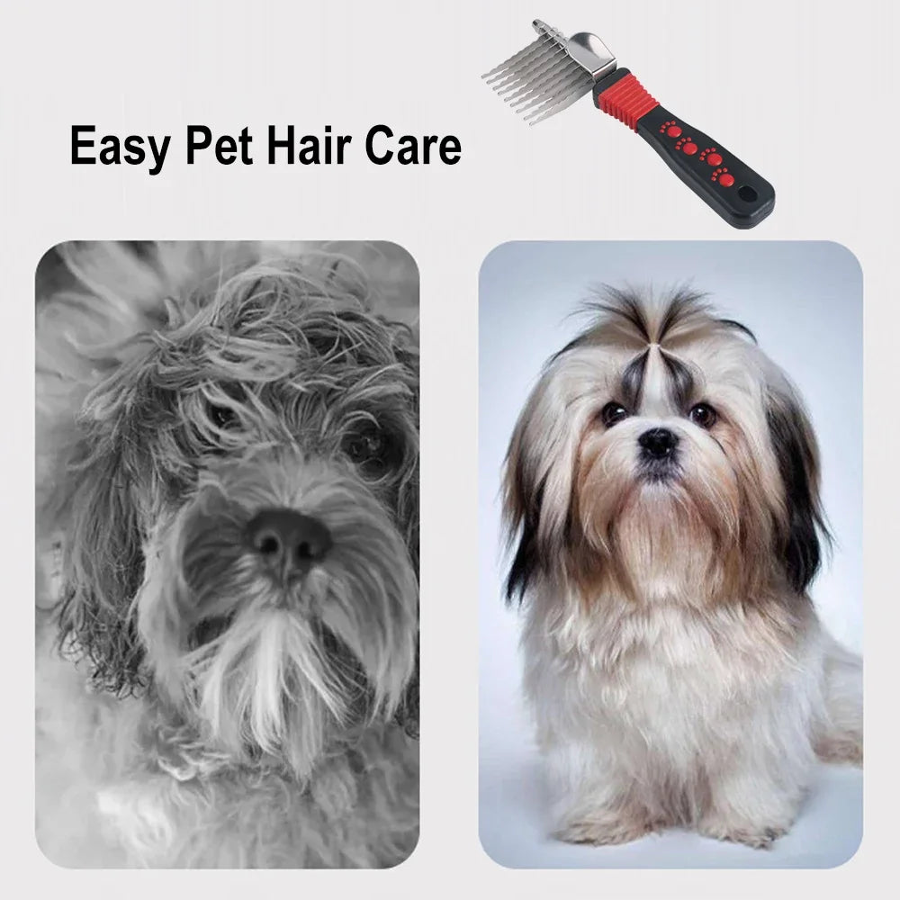 1Pcs Pet Undercoat Hair Dog Grooming Brush Dematting Fur Rake Comb Brush Tool Dog and Cat Comb for Detangling Matted or Knotted