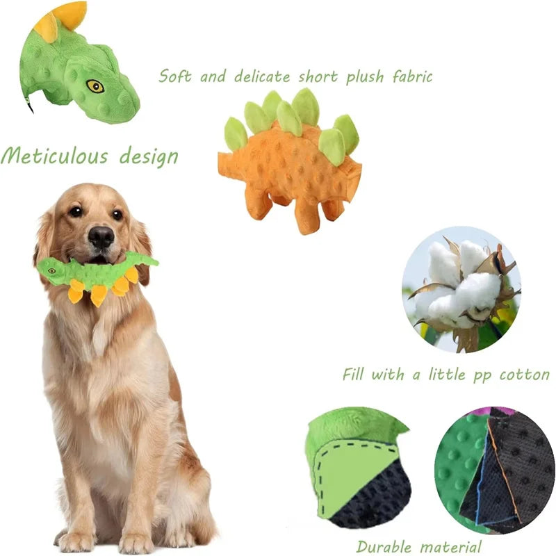 Pet Dog Squeaky Plush Dinosaur Toys Interactive