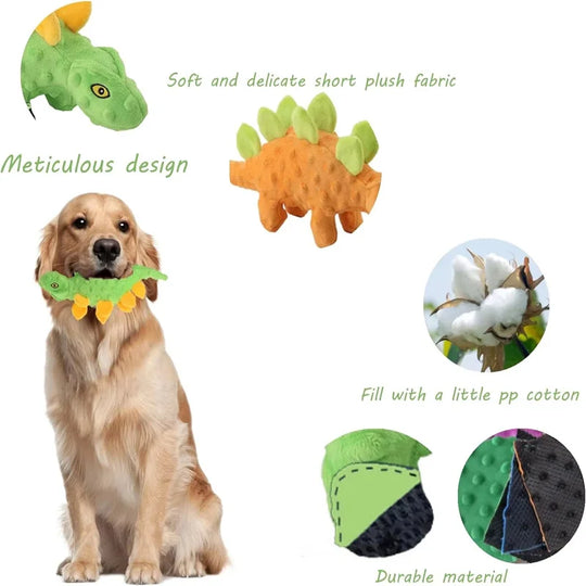 Pet Dog Squeaky Plush Dinosaur Toys Interactive