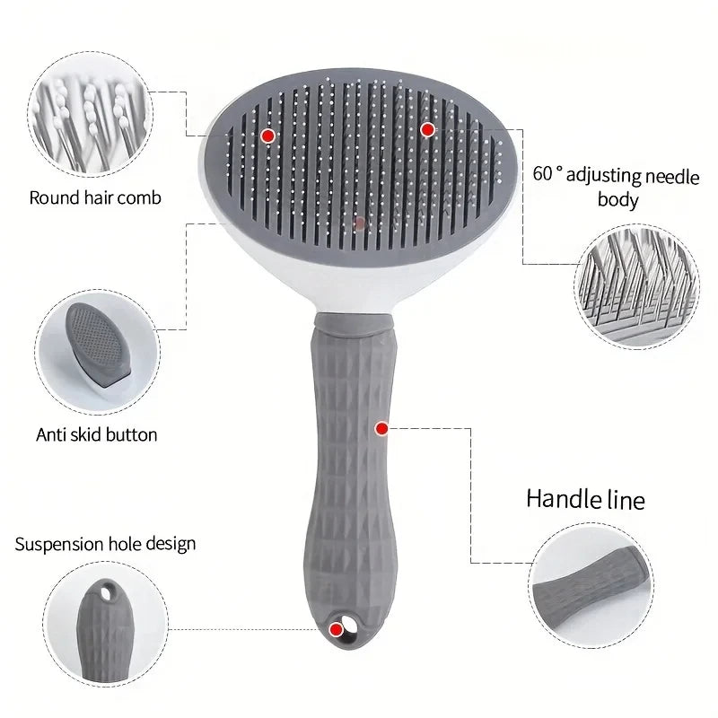 Pet Dog Brush; Cat Brush; One-Button Pet Hair Removal Brush