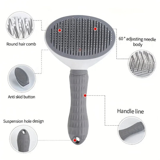 Pet Dog Brush; Cat Brush; One-Button Pet Hair Removal Brush