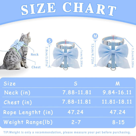 Cute Bowknot Cat Harness and Leash Adjustable Pet Harness