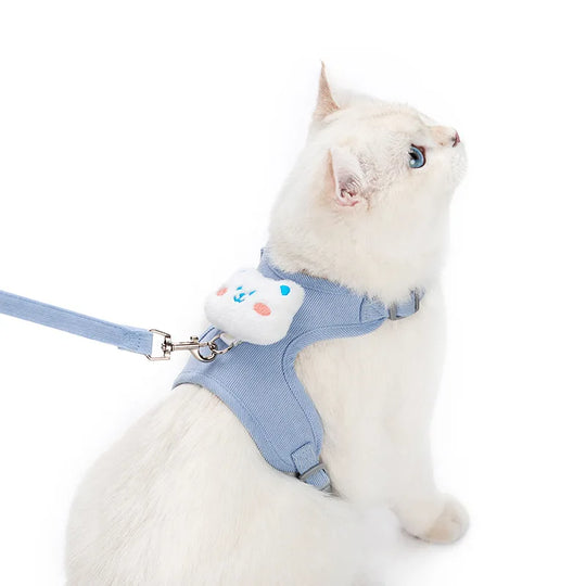 Cartoon Cat Leash Anti-Escape Pet Outdoor Use Chest and Back Harness for Small Dogs, Doll-Style Vest Leash