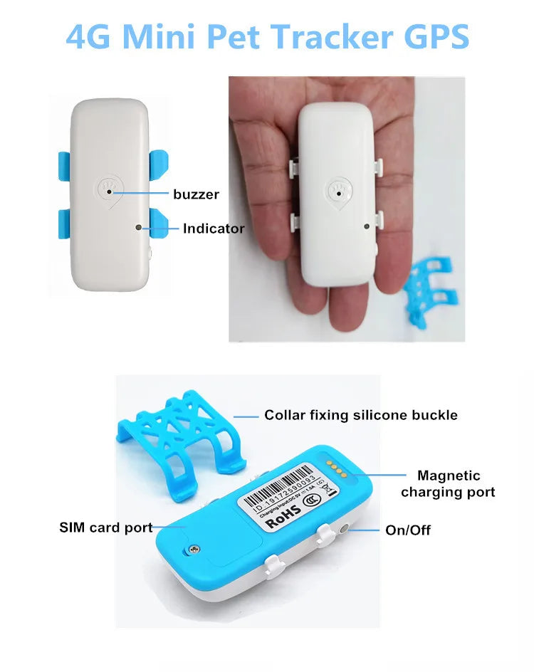 4G Pet GPS Tracker Realtime Tracking Dog Cat Animal Finder