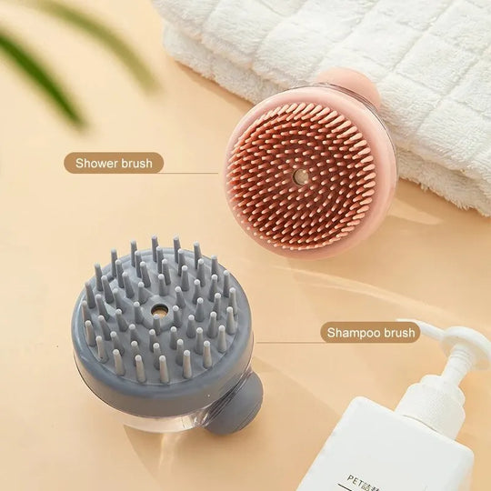 1pc Pet Bath Brush Soft Silicone With Shampoo Dispenser