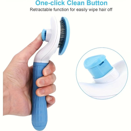 Cat & Dog Dehairing Brush with One-Touch Mechanism