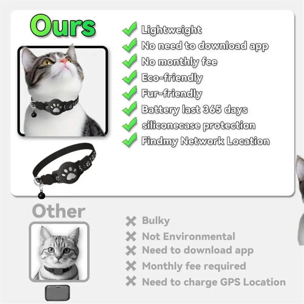Pet Tracking GPS  Night Reflective Adjustable Collar Phone APP Lightweight Cat Tracker