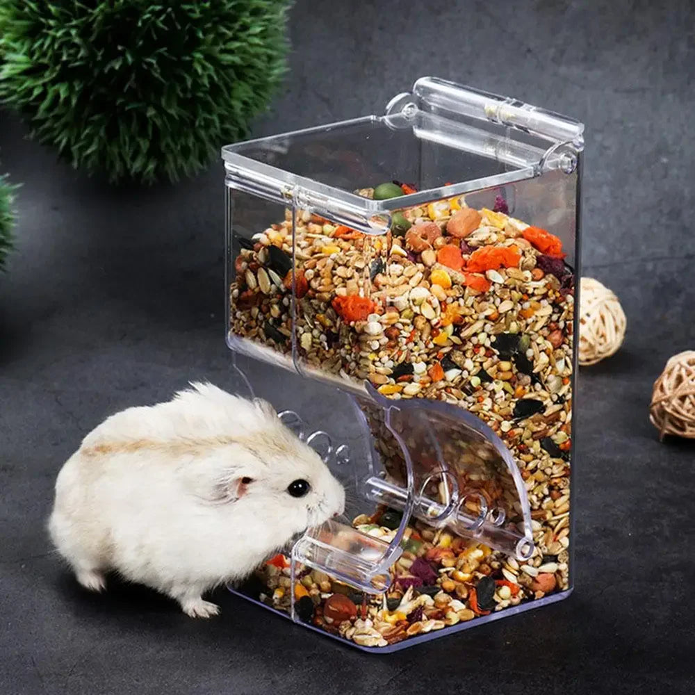 Pet Hamster Rabbit Squirrel Food Dispenser Feeder Plastic