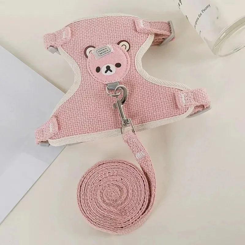 Cat Dog Harness with Lead Leash Adjustable Vest Mesh Breathable Adjustable Chest Harness Outdoor Walking Cat Pet Supplies