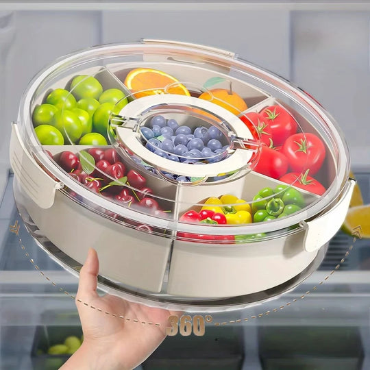 Rotatable 5-Compartment Food Storage Tray For Pets