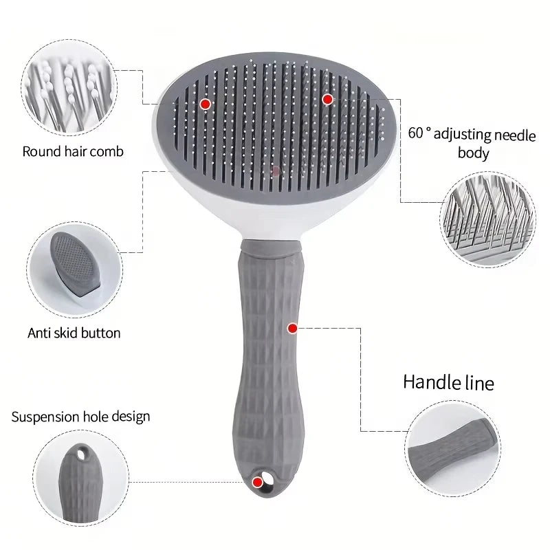 Pet Dog Brush; Cat Brush; One-Button Pet Hair Removal Brush