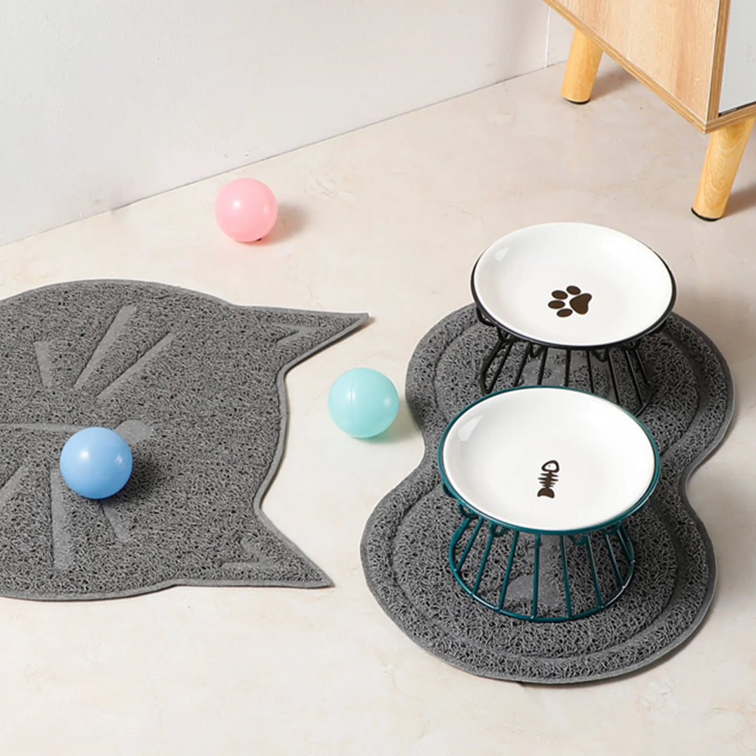 Ceramic Raised Pet Bowl Food Water Bowls with Rack for Cats Dogs