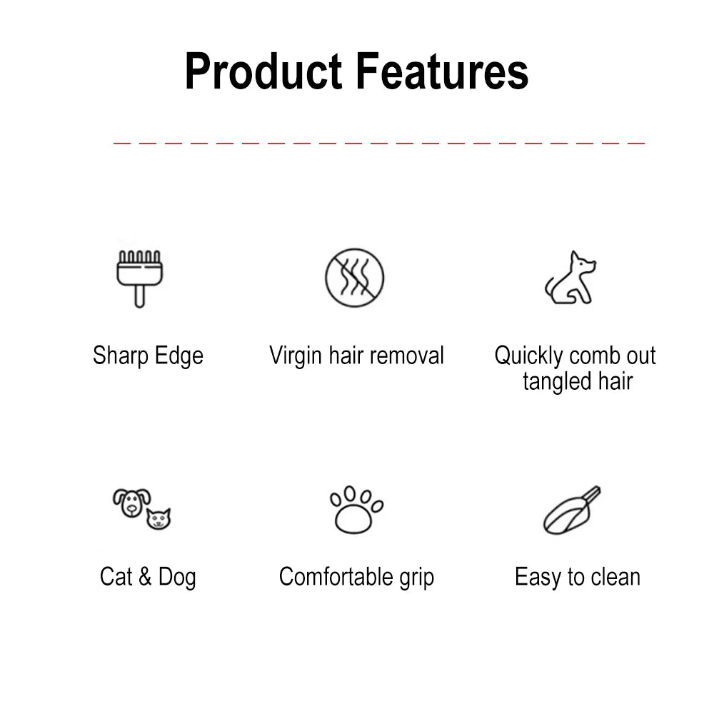 1Pcs Pet Undercoat Hair Dog Grooming Brush Dematting Fur Rake Comb Brush Tool Dog and Cat Comb for Detangling Matted or Knotted