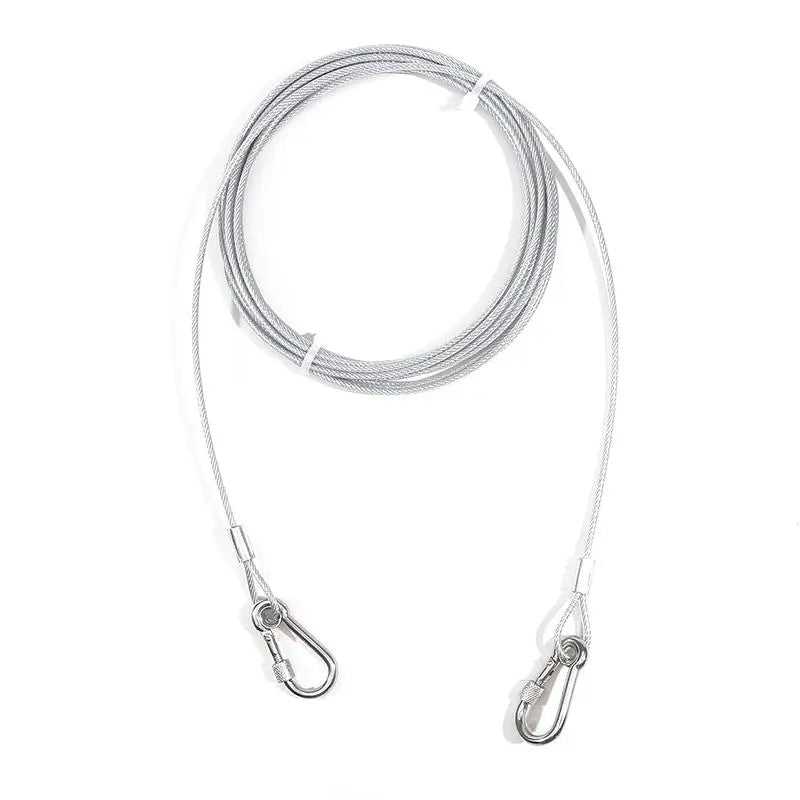 Double-headed Dog Tie Out Cable Leash ,raction rope with metal buckle steel wire