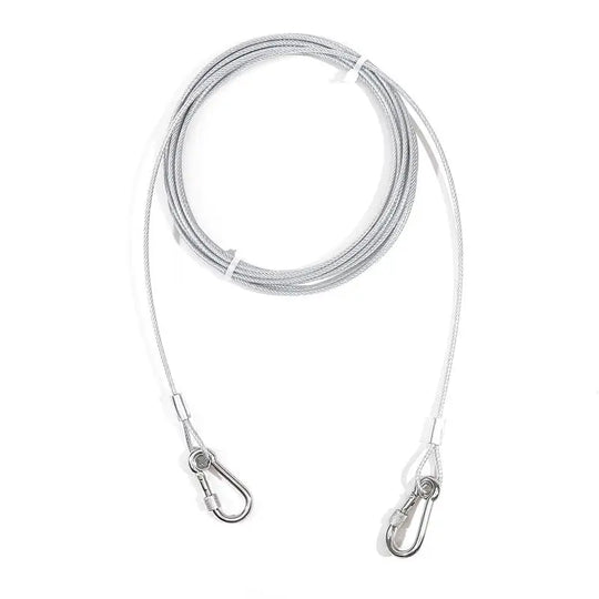 Double-headed Dog Tie Out Cable Leash ,raction rope with metal buckle steel wire