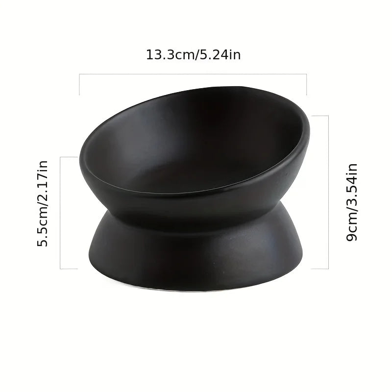 Ceramic Raised Cat Bowl Set - Stress-Free Elevated Pet Feeding Tray