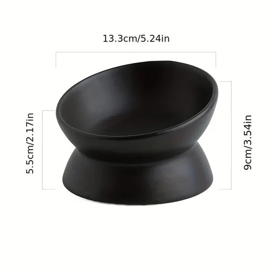 Ceramic Raised Cat Bowl Set - Stress-Free Elevated Pet Feeding Tray