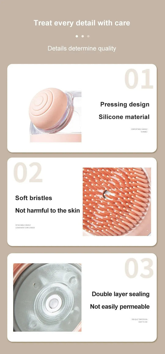 1pc Pet Bath Brush Soft Silicone With Shampoo Dispenser