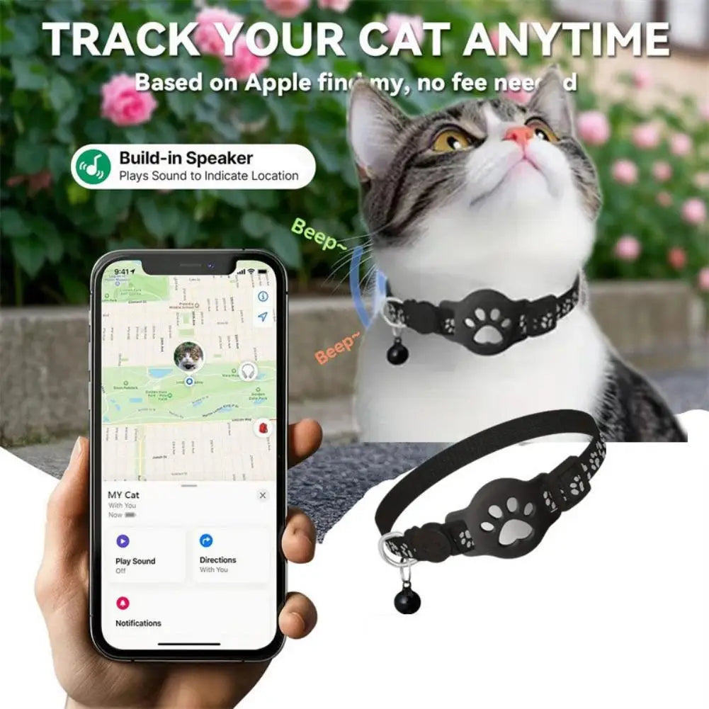 Pet Tracking GPS  Night Reflective Adjustable Collar Phone APP Lightweight Cat Tracker