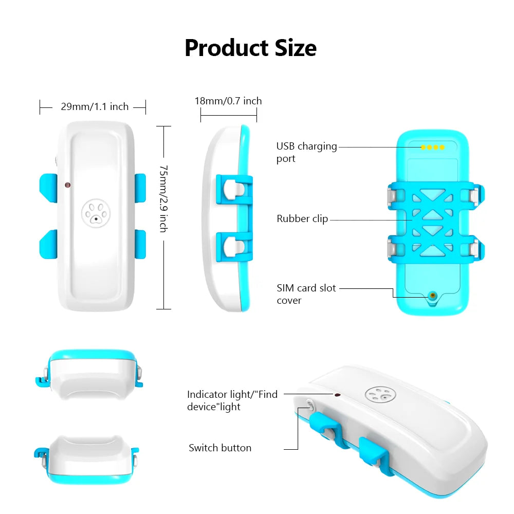 4G Pet GPS Tracker Realtime Tracking Dog Cat Animal Finder