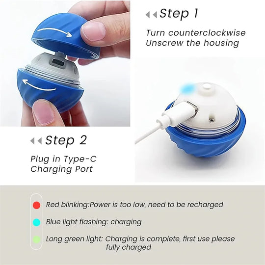 Electronic Interactive Pet Toy Moving Ball USB Automatic Moving Bouncing for Puppy