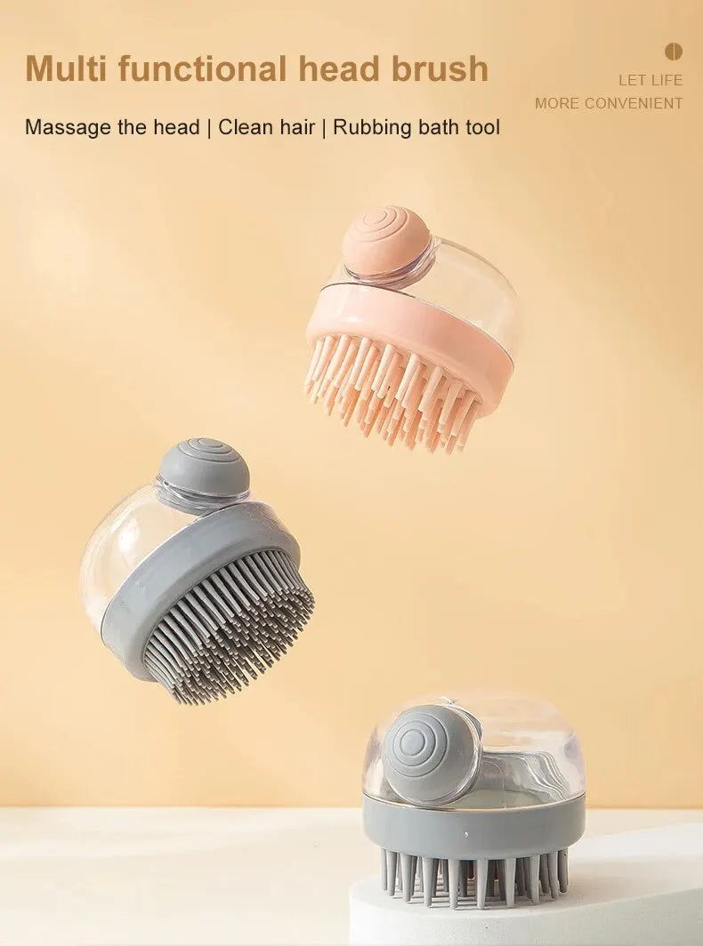 1pc Pet Bath Brush Soft Silicone With Shampoo Dispenser