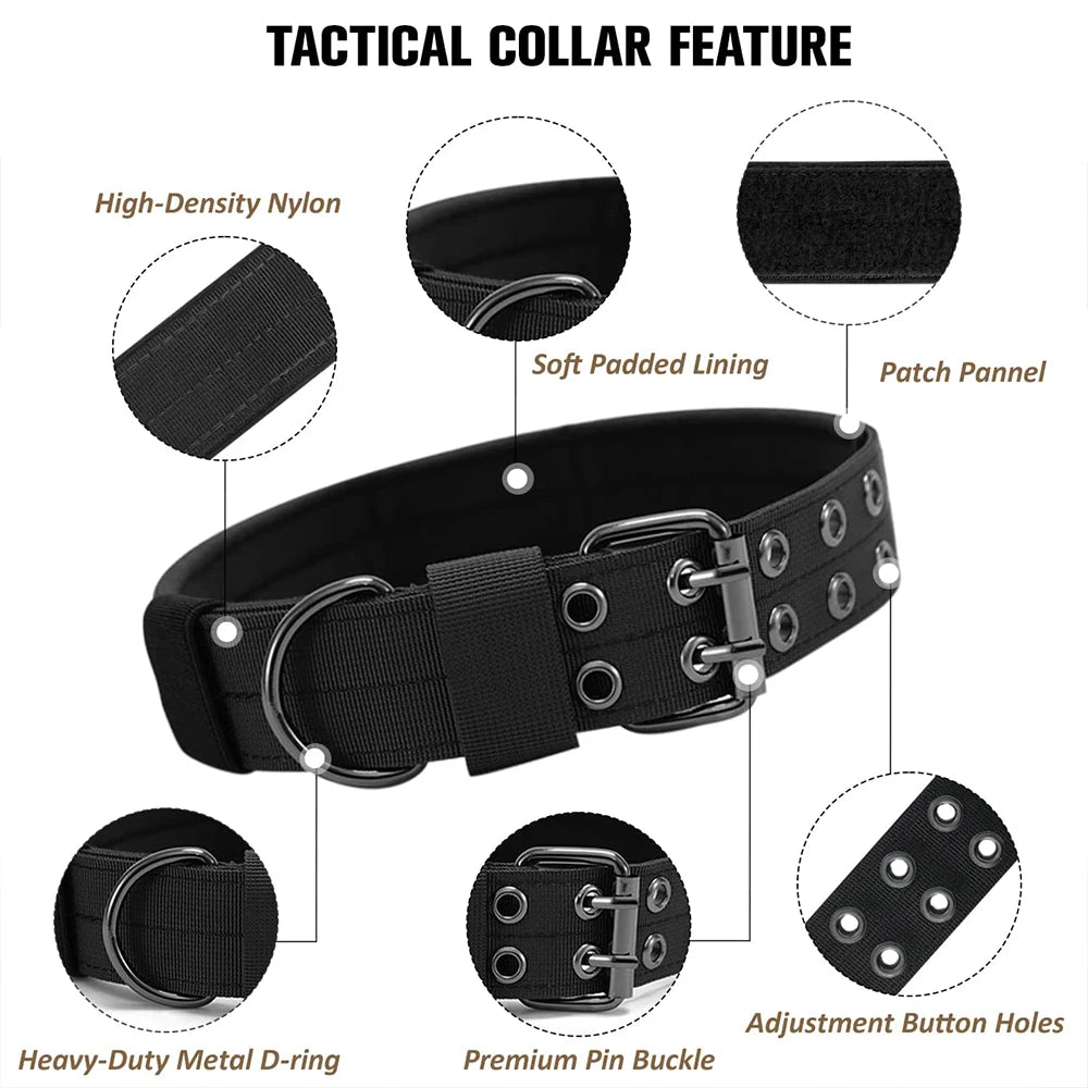 1pc Durable Nylon Military Collars Outdoor For Medium Large Dog