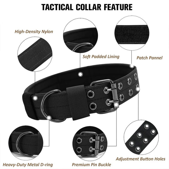 1pc Durable Nylon Military Collars Outdoor For Medium Large Dog
