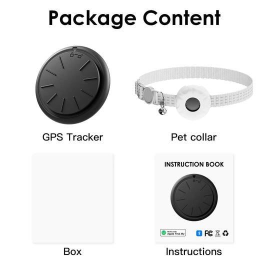 GPS Tracker, Waterproof Pet Tracker for Cats, Cat GPS Tracker Collar with Safety Elastic Buckle (Only iOS), No Monthly Fee