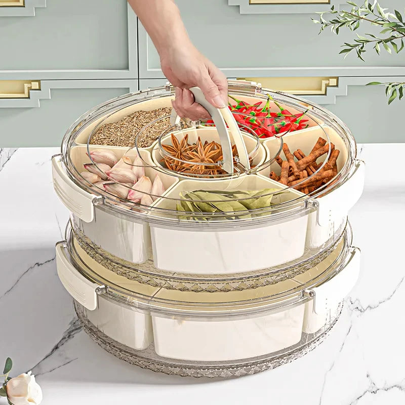 Rotatable 5-Compartment Food Storage Tray For Pets