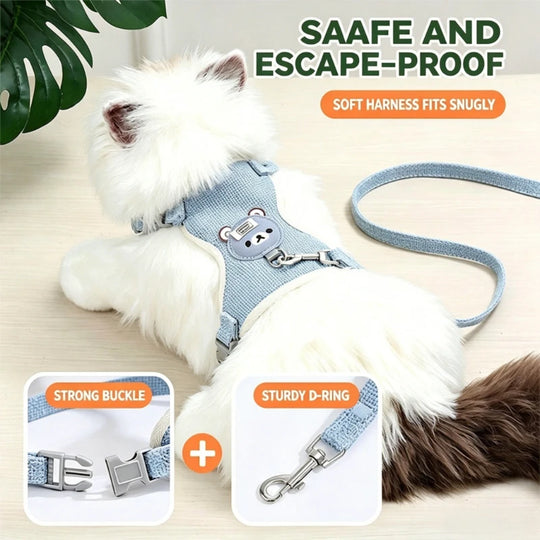 Cat Dog Harness with Lead Leash Adjustable Vest Mesh Breathable Adjustable Chest Harness Outdoor Walking Cat Pet Supplies