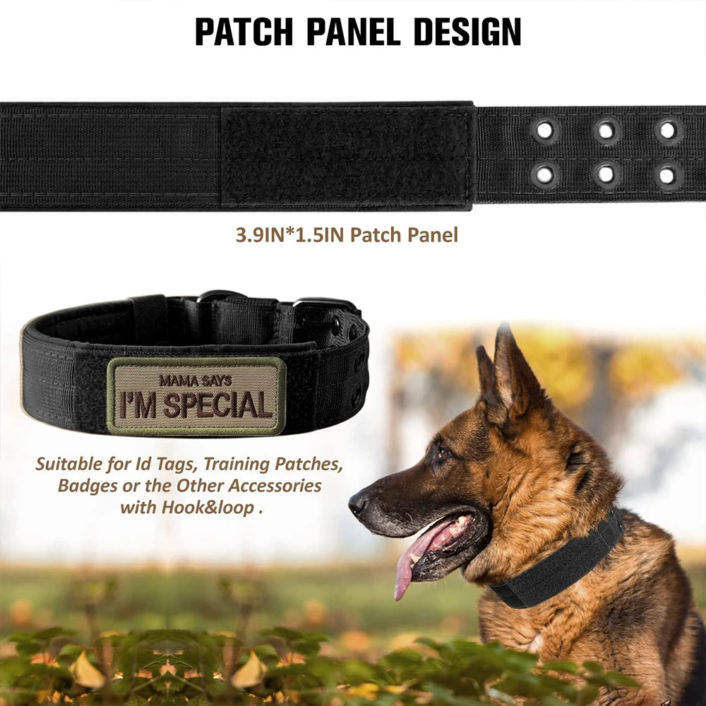 1pc Durable Nylon Military Collars Outdoor For Medium Large Dog