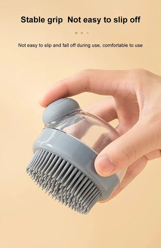 1pc Pet Bath Brush Soft Silicone With Shampoo Dispenser