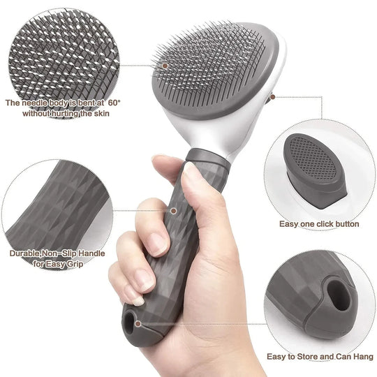 Pet Dog Brush; Cat Brush; One-Button Pet Hair Removal Brush