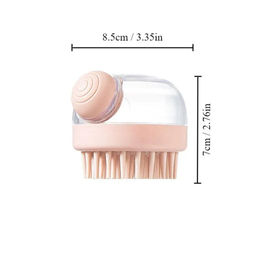 1pc Pet Bath Brush Soft Silicone With Shampoo Dispenser