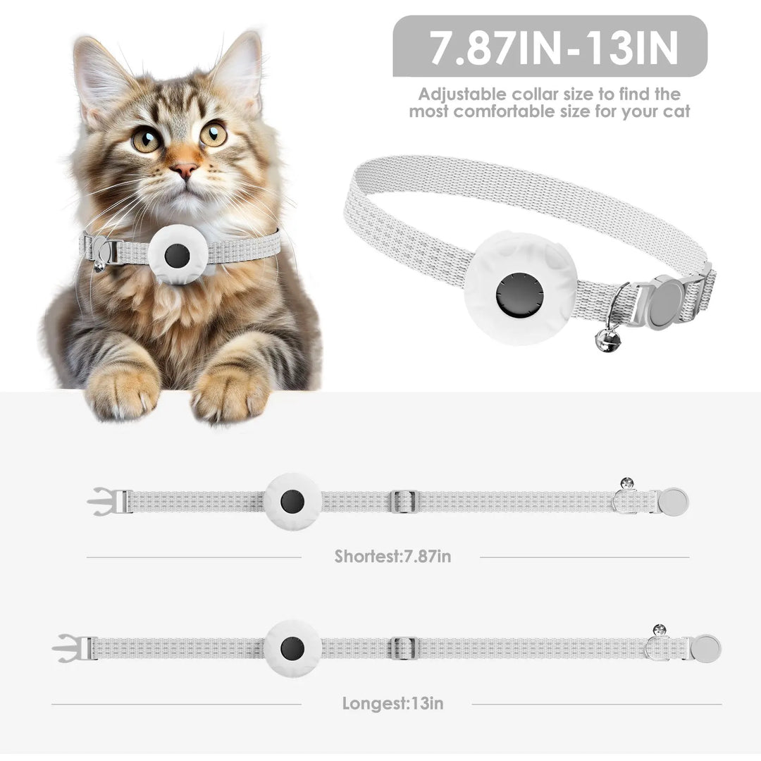 GPS Tracker, Waterproof Pet Tracker for Cats, Cat GPS Tracker Collar with Safety Elastic Buckle (Only iOS), No Monthly Fee