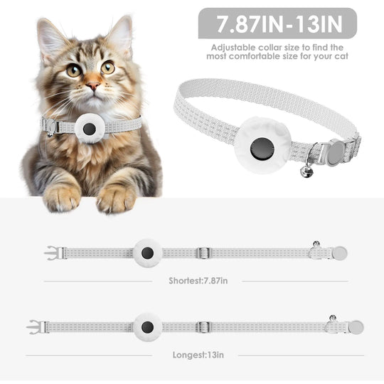 GPS Tracker, Waterproof Pet Tracker for Cats, Cat GPS Tracker Collar with Safety Elastic Buckle (Only iOS), No Monthly Fee